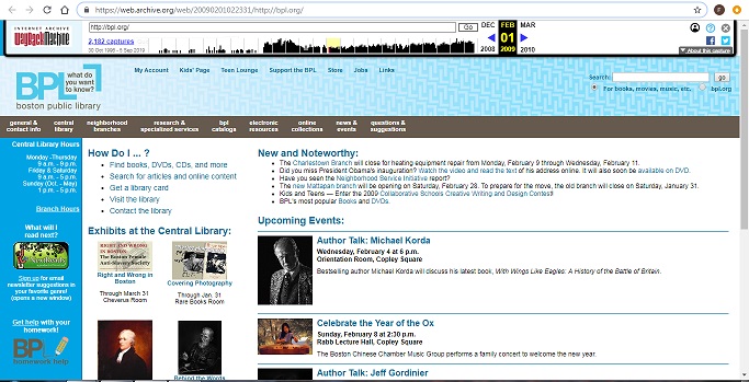 Screen shot of bpls 2009 website